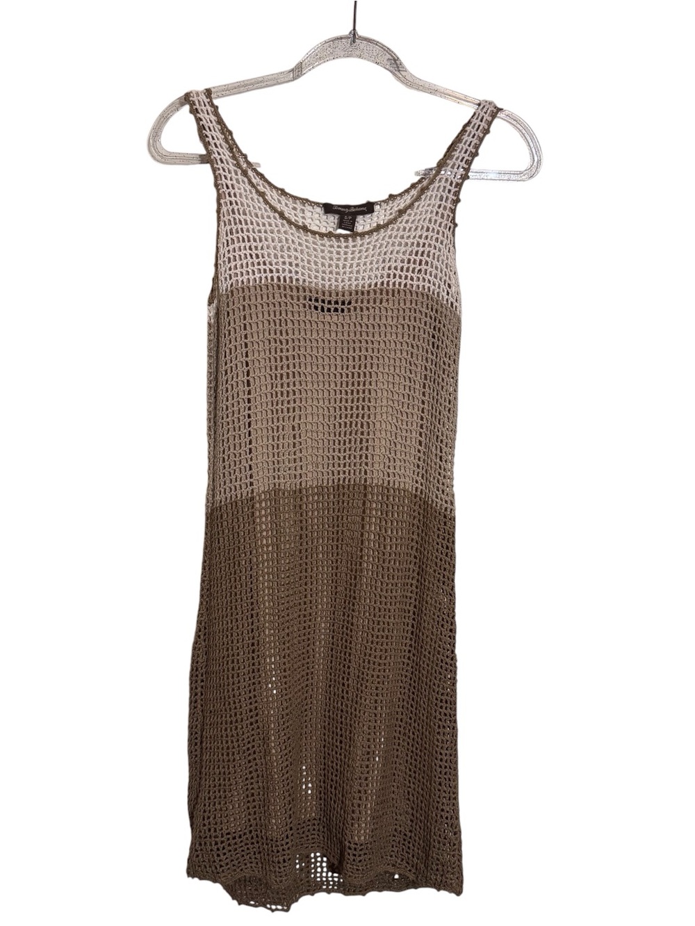 Tommy Bahama Small Brown Crochet Midi Dress Sleeveless Vacation Tropical Beach